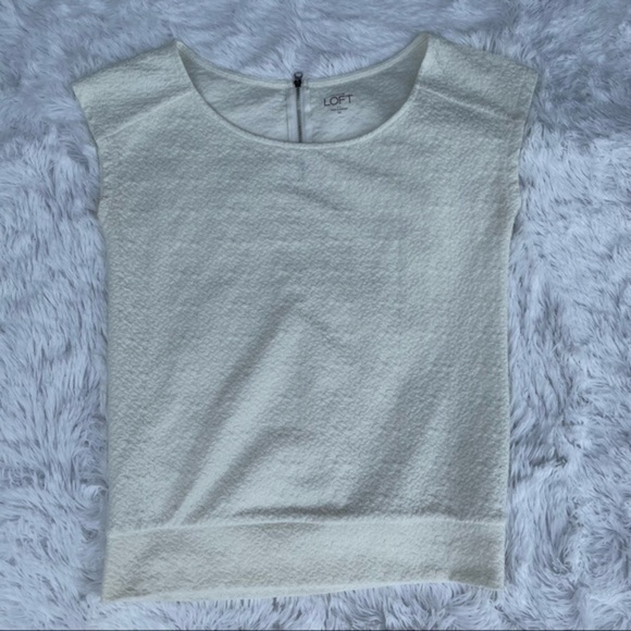 LOFT White Textured Cap Sleeve Blouse XS - Picture 5 of 13